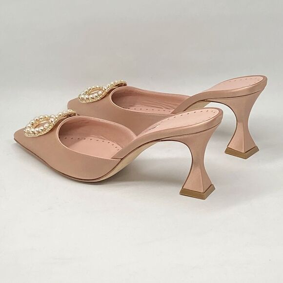 Manolo Blahnik Fabetamu 70 Embellished Satin Mules size 37 - Picture 12 of 16